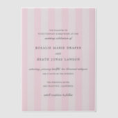Modern Pink Stripes Elegant Wedding Vellum Uitnodigingen (Voorkant)