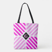Modern Pink Stripes Initiaal Tote Bag (Achterkant)