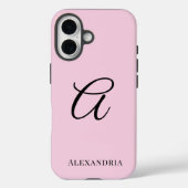 Modern Pink Stylish Personalized Name Initial Case-Mate iPhone Case (Achterkant)