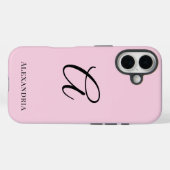 Modern Pink Stylish Personalized Name Initial Case-Mate iPhone Case (Achterkant (horizontaal))