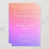 Modern Pink Sunset Ombre Valentijnsdag Party Kaart (Voorkant / Achterkant)