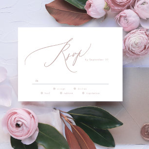 Modern Pink Taupe Calligraphy Wedding RSVP Kaartje