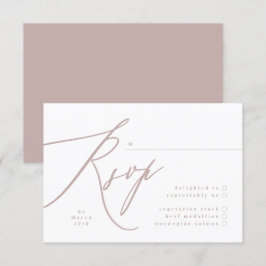 Modern Pink Taupe Calligraphy Wedding RSVP Kaartje
