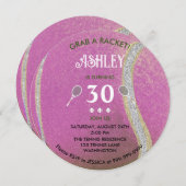 Modern Pink Tennis Ball Personalized 30 Birthday Kaart (Voorkant / Achterkant)