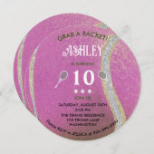 Modern Pink Tennis Ball Personalized Birthday Kaart (Voorkant / Achterkant)