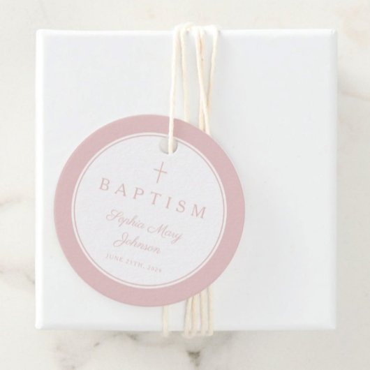 Modern Pink Thank You Girl Baptism Bedankjes Labels