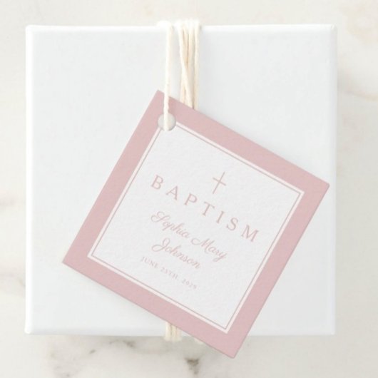 Modern Pink Thank You Girl Baptism Bedankjes Labels