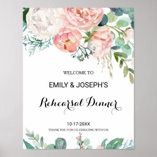 Modern Pink Tropical Rehearings diner Welkom Poster (Voorkant)