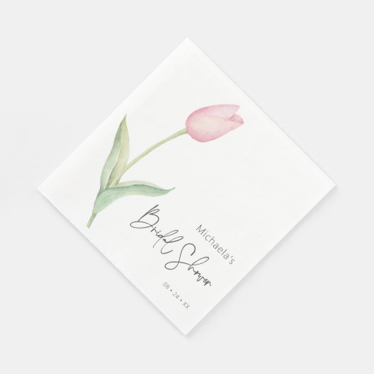 Modern Pink Tulip Solo Vrijgezellenfeest Luncheon Servet (Hoek)