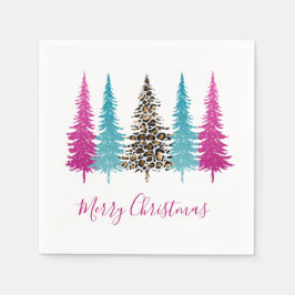 Modern Pink Turquoise Animal Print Kerstmis Servet