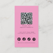 Modern Pink Turquoise Hair Styling Flat Design QR Visitekaartje (Achterkant)