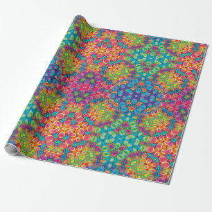 Modern Pink Turquoise Paars Green Kaleidoscoop Cadeaupapier