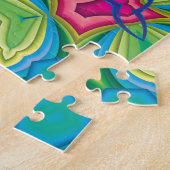 Modern Pink Turquoise Paars Green Kaleidoscoop Legpuzzel (Zijkant)