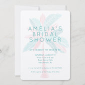 Modern Pink Turquoise Palm Tree Bridal Shower Kaart (Voorkant)