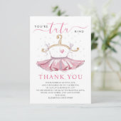 Modern Pink Tutu Ballerina Ballet Girl Baby shower Bedankkaart (Staand voorkant)
