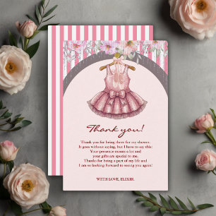 Modern Pink Tutu Ballerina Ballet Girl Baby shower Bedankkaart