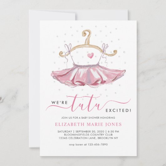Modern Pink Tutu Ballerina Ballet Girl Baby shower Kaart (Voorkant)
