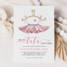 Modern Pink Tutu Ballerina Ballet Girl Baby shower