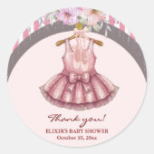 Modern Pink Tutu Ballerina Ballet Girl Baby shower Ronde Sticker (Voorkant)