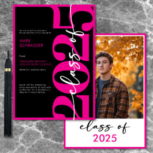 Modern Pink Typography Afstuderen aangekondigd Kaart