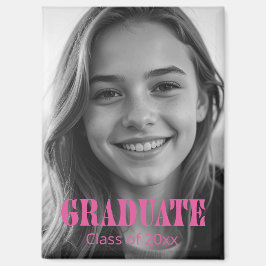 Modern Pink Typography Graduation Photo  Magneet