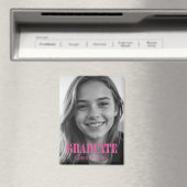 Modern Pink Typography Graduation Photo Magneet (Insitu (Vaatwasser))