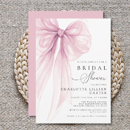 Modern Pink Watercolor Bow Bridal Shower Kaart