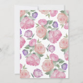 Modern Pink & Watercolor Floral Wedding  Kaart (Achterkant)