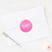Modern Pink Watercolor Trendy Custom Bat Mitzvah Ronde Sticker (Envelop)