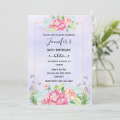 Modern Pink Waterverf Floral Bouquet Birthday Kaart (Staand voorkant)