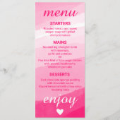 Modern Pink Waterverf foto bruiloft Menu (Achterkant)