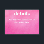 Modern Pink Waterverf Trendy Bat Mitzvah Informatiekaartje<br><div class="desc">Aangepaste Moderne Roze Waterverf Trendy Chic Bat Mitzvah Enclosure Kaart</div>