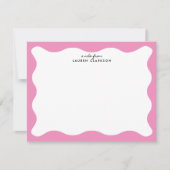 Modern Pink Wavy Frame Stationery Note Card Kaart (Voorkant)