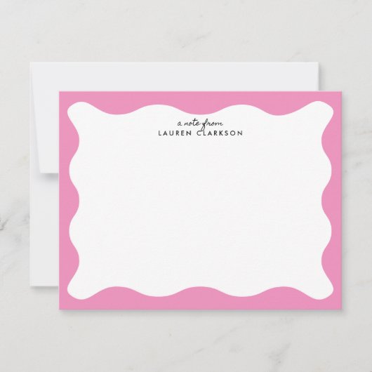 Modern Pink Wavy Frame Stationery Note Card Kaart (Voorkant)