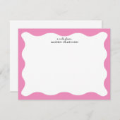 Modern Pink Wavy Frame Stationery Note Card Kaart (Voorkant / Achterkant)