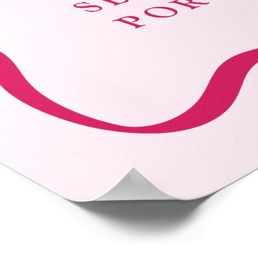 Modern Pink Wavy Lijst bruiloft welkom Poster (Hoek)
