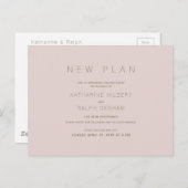 Modern Pink Wedding Nieuw Plan Aankondiging Briefkaart (Voorkant / Achterkant)