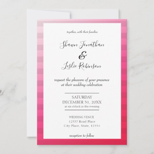 Modern Pink Wedding Typography Invitation V4 Kaart (Voorkant)