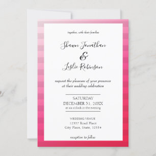 Modern Pink Wedding Typography Invitation V4 Kaart