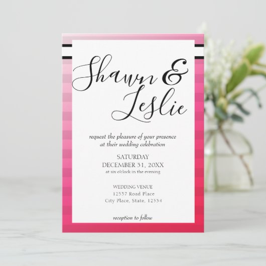 Modern Pink Wedding Typography Uitnodiging V2 (Staand voorkant)