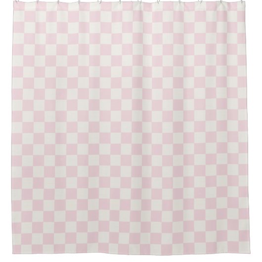 Modern Pink White Checkered Pattern Douchegordijn (Voorkant)