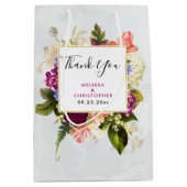 Modern Pink & White Floral Bouquet Wedding Medium Cadeauzakje (Voorkant)