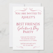 Modern Pink White Galentine Day Party Kaart (Voorkant)