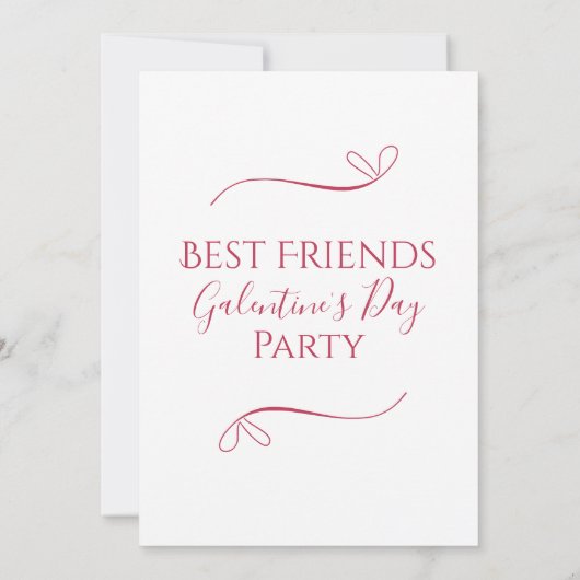Modern Pink White Galentine Day Party Kaart (Achterkant)