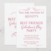 Modern Pink White Galentine Day Party Kaart (Voorkant / Achterkant)