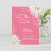Modern Pink & White Gerbera Daisy Baby shower Kaart (Staand voorkant)