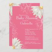 Modern Pink & White Gerbera Daisy Baby shower Kaart (Voorkant / Achterkant)