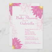 Modern Pink & White Gerbera Daisy Baby shower Kaart (Voorkant / Achterkant)