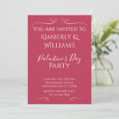 Modern Pink White Palentine's Day Party Invitation Kaart (Staand voorkant)