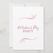 Modern Pink White Palentine's Day Party Invitation Kaart (Achterkant)